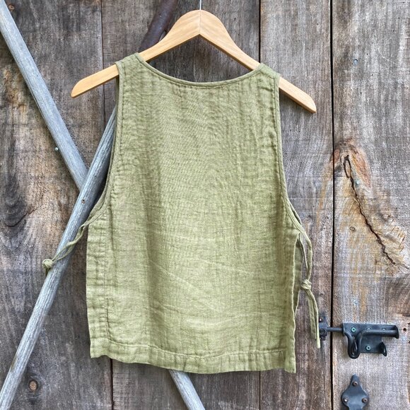 ARITZIA, Summer Linen Top, OS, Mustard Green and Coco inside - Picture 7 of 15